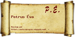 Petrus Éva névjegykártya